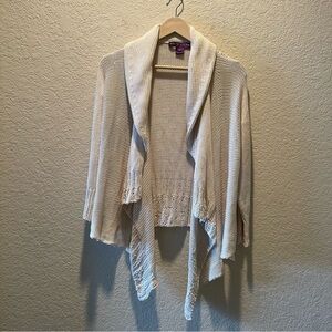 Ralph Lauren Collection Purple Label ivory open knit open front cardigan, M